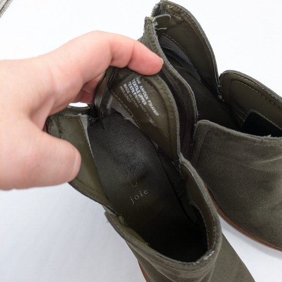 Joie Kayden moss green faux suede slip on wedge heel ankle boot 10 - Picture 11 of 13